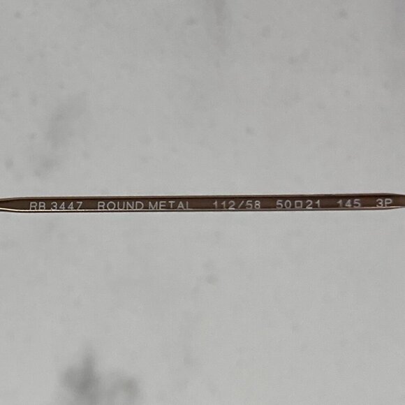 Ray-Ban RB3447 Gold Round Polarized Metal Sunglasses Dark Gray Lens Classic - Picture 6 of 7